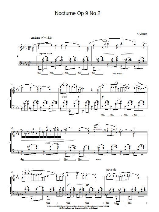 Product gallery: Page 1 of 1 Nocturne Op. 9, No. 2, Frederic Chopin