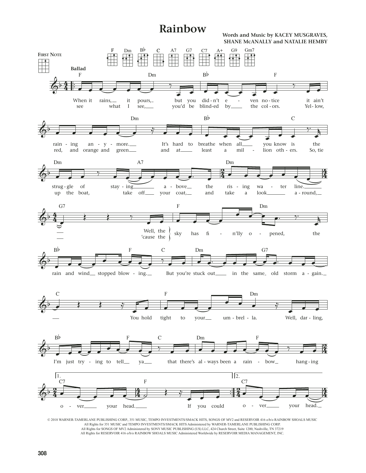 Product gallery: Page 1 of 1 Rainbow (from The Daily Ukulele) (arr. Jim Beloff), Kacey Musgraves