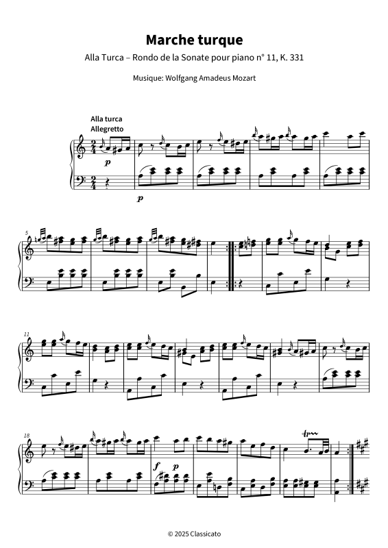 Produktgalerie: Seite 1 von 9 Marche turque - Alla Turca - Rondo de la Sonate pour piano n° 11, K. 331, , Klavier Solo