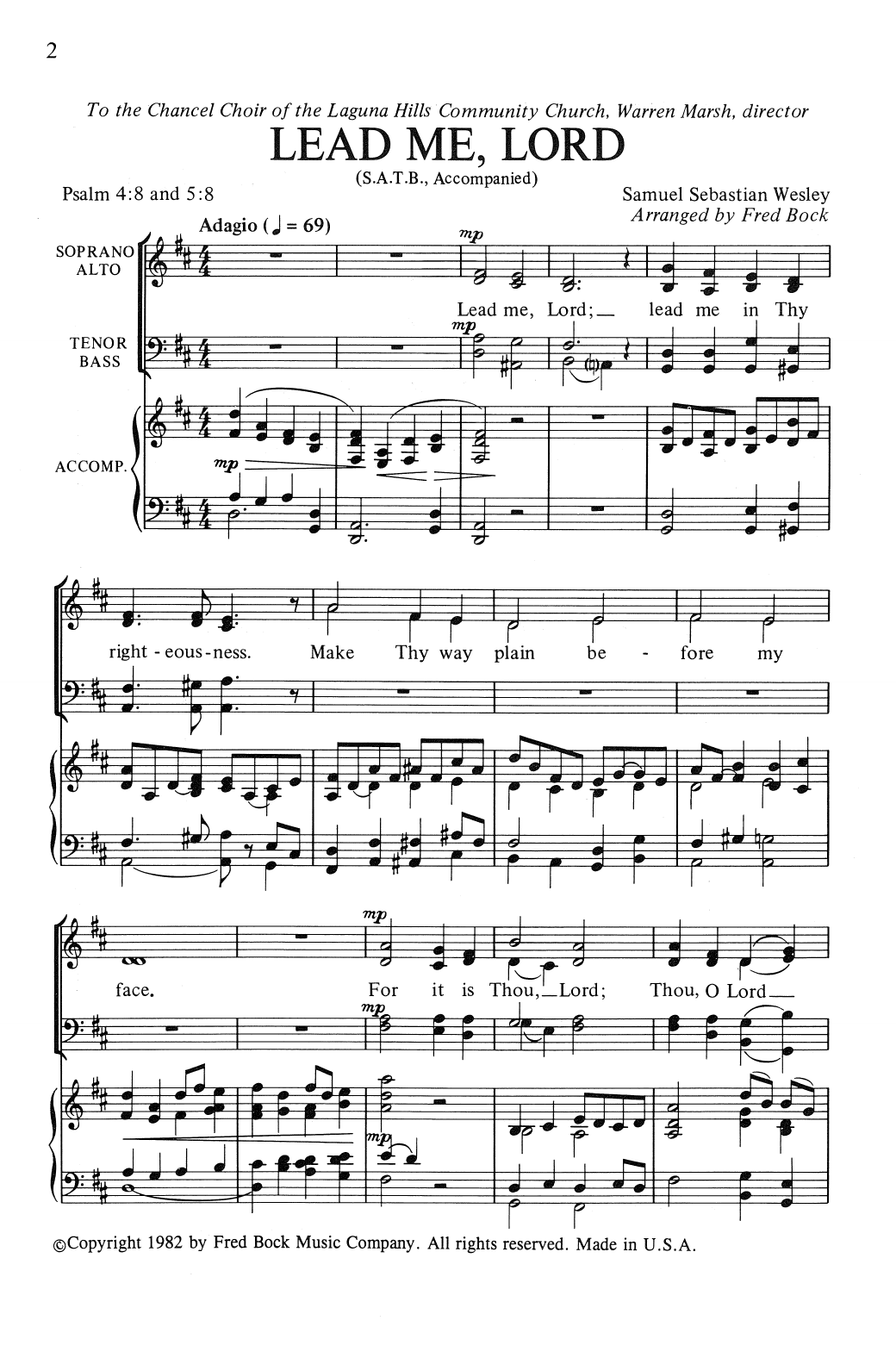 Product picture to: Lead Me, Lord (arr. Fred Bock)