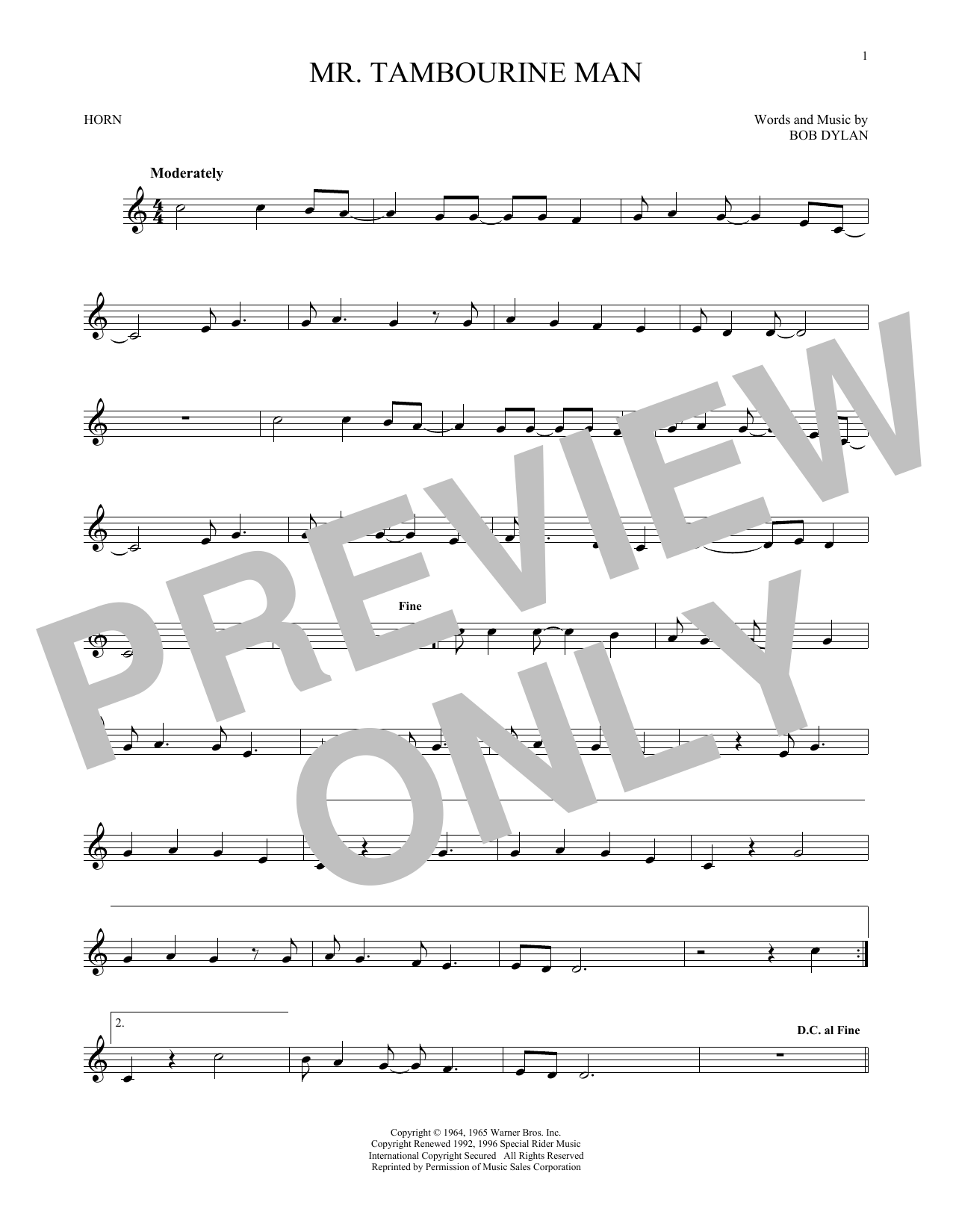 Produktgalerie: Seite 1 von 1 Mr. Tambourine Man, Bob Dylan, Horn