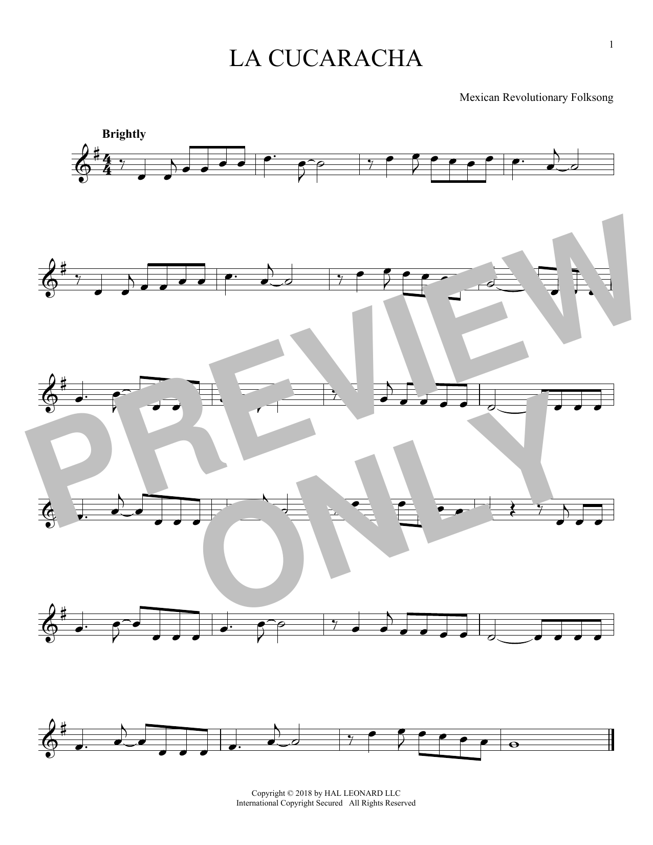 Product gallery: Page 1 of 1 La Cucaracha, Mexican Revolution Folksong