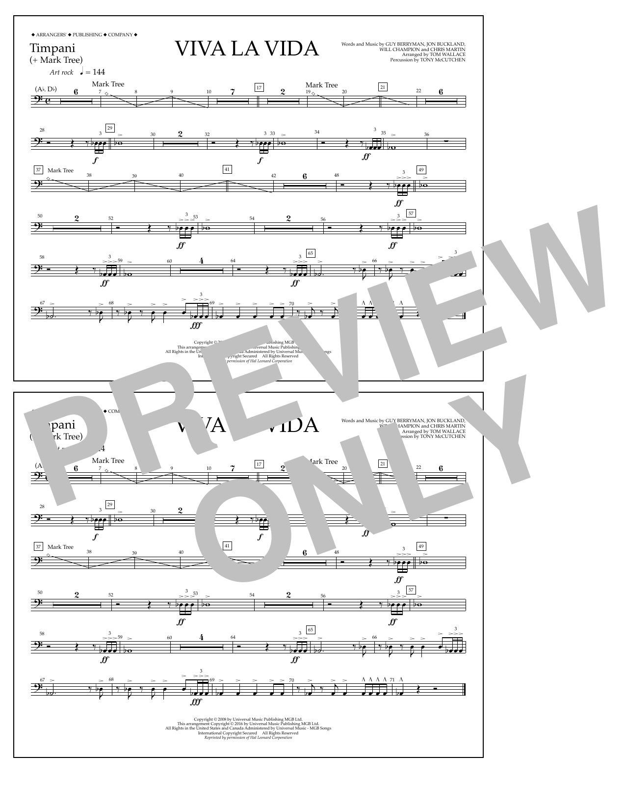 Produktbild zu: Viva La Vida - Timpani