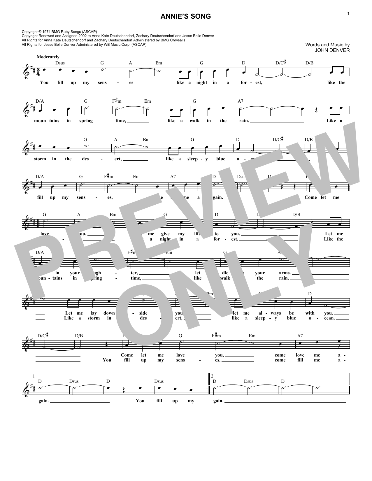 Produktgalerie: Seite 1 von 1 Annie's Song, John Denver, Melodieinstrument