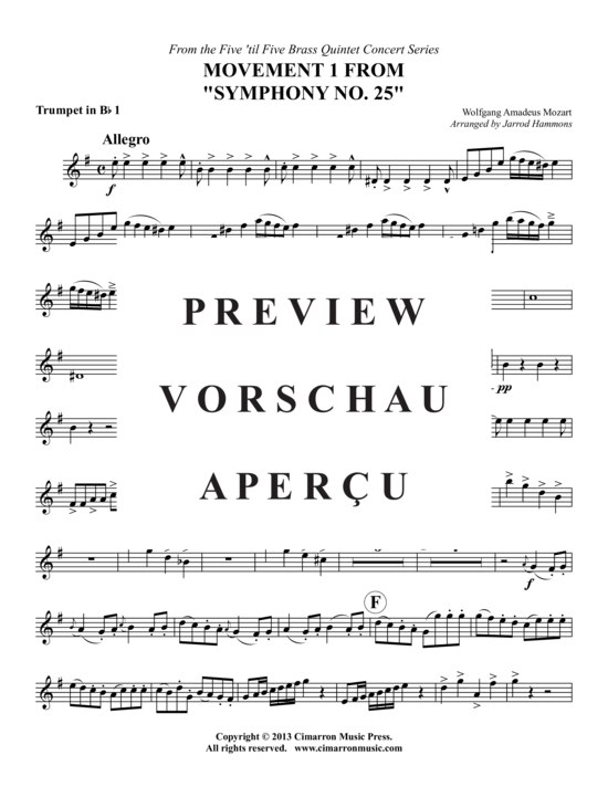 Produktgalerie: Seite 10 von 21 1.Satz aus Symphony Nr. 25 , , (Blechbläser-Quintett)