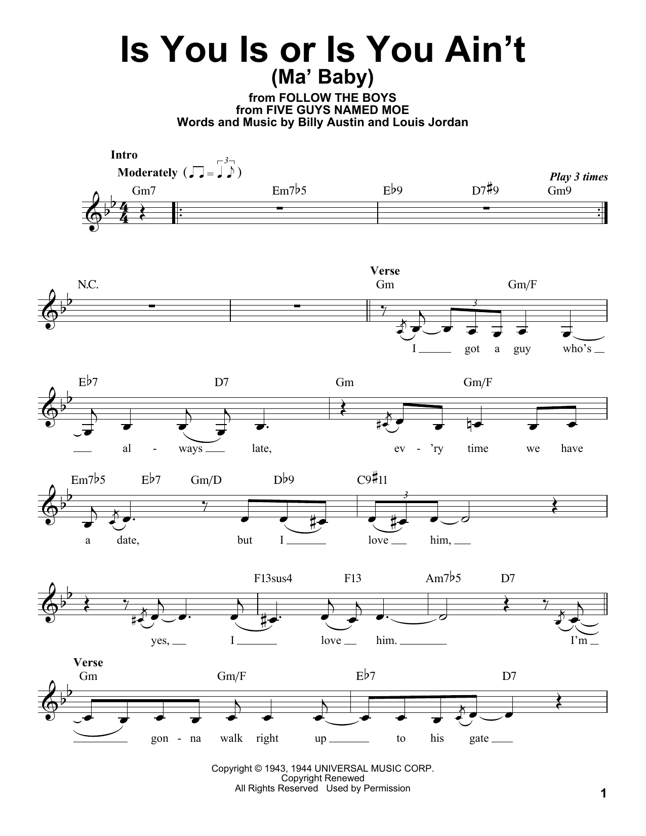 Product gallery: Page 1 of 1 Is You Is, Or Is You Ain't (Ma' Baby), Louis Jordan