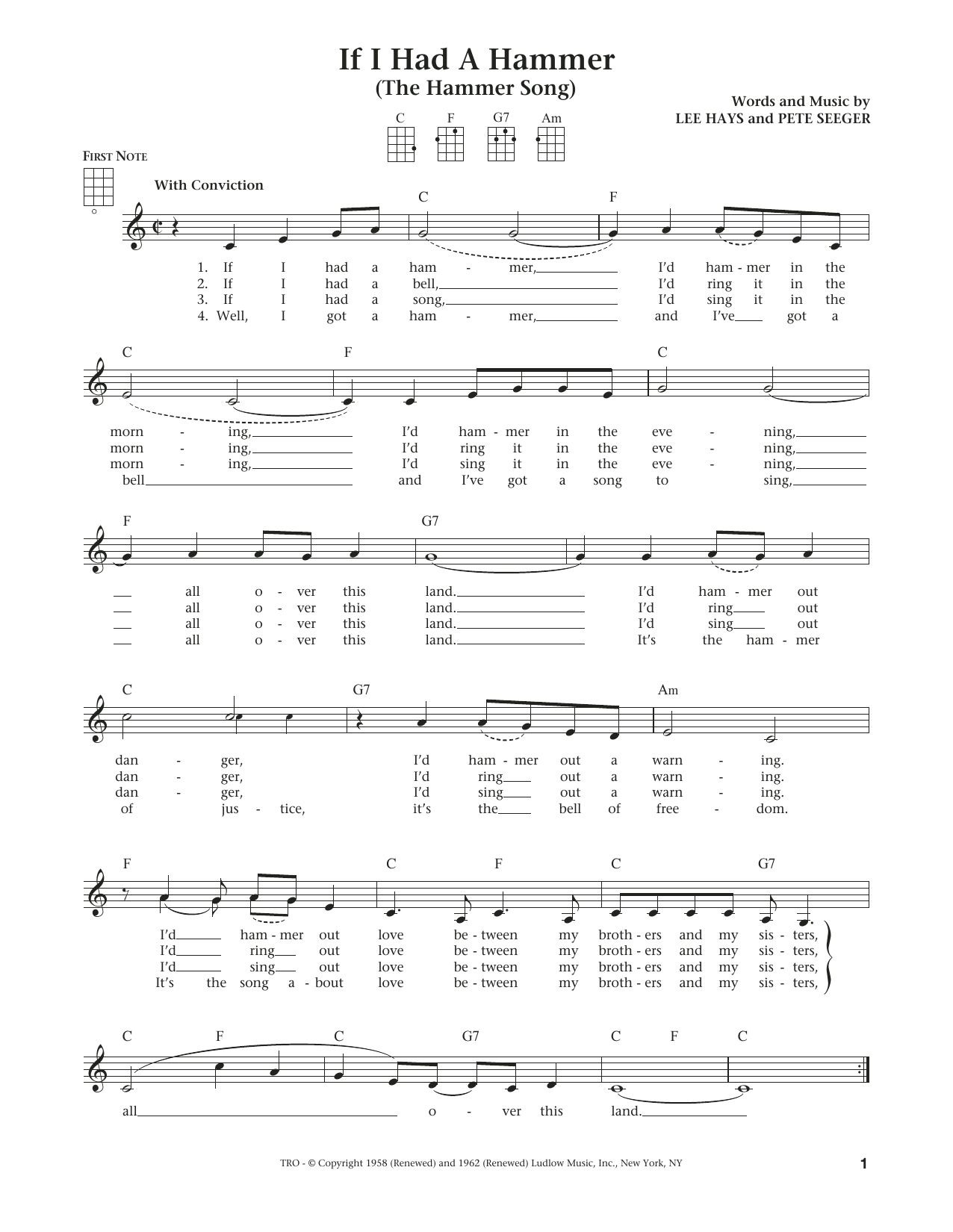 Product gallery: Page 1 of 1 If I Had A Hammer (The Hammer Song) (from The Daily Ukulele) (arr. Liz and Jim Beloff), Peter, Paul & Mary