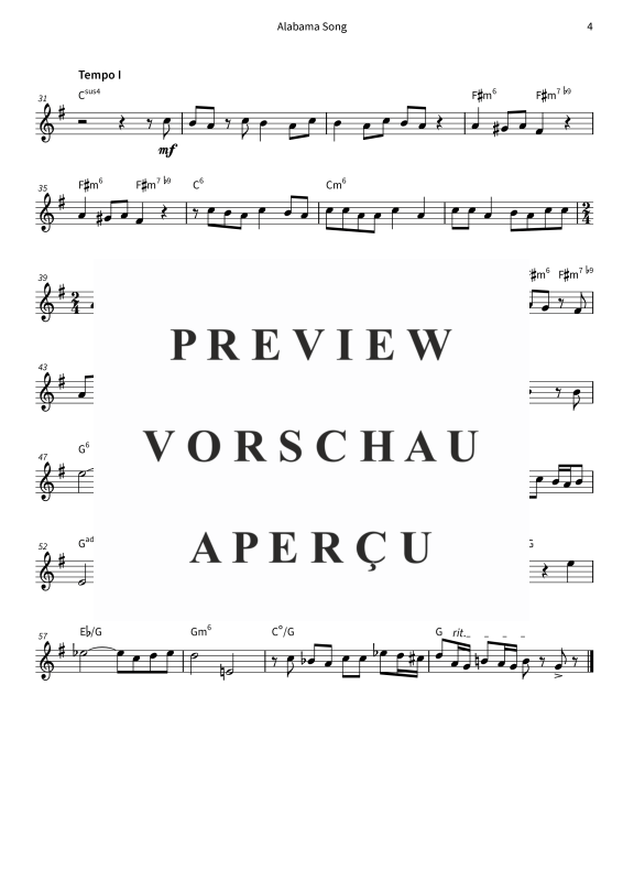 gallery: Alabama Song, , (Alt Saxophon Solo & Akkorde - Leadsheet)