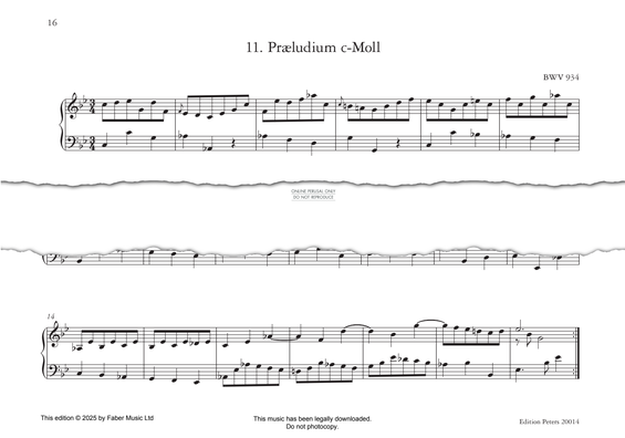 Produktgalerie: Seite 1 von 1 Præludium c-Moll, C minor, BWV 934, Johann Sebastian Bach, Klavier