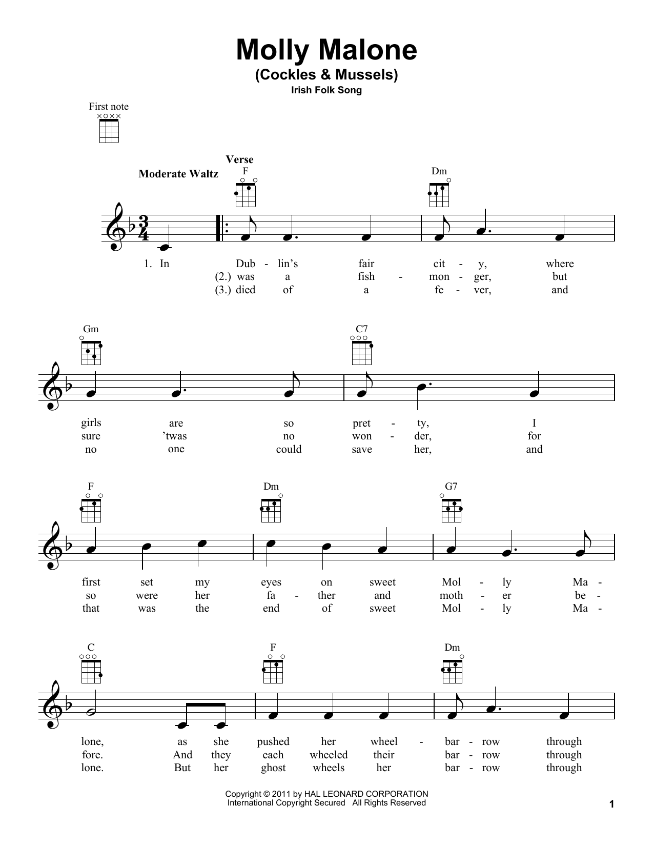 Product gallery: Page 1 of 1 Molly Malone (Cockles & Mussels), Irish Folksong