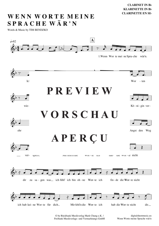 gallery: Wenn Worte meine Sprache wären , Bendzko, Tim, (Klarinette in B)