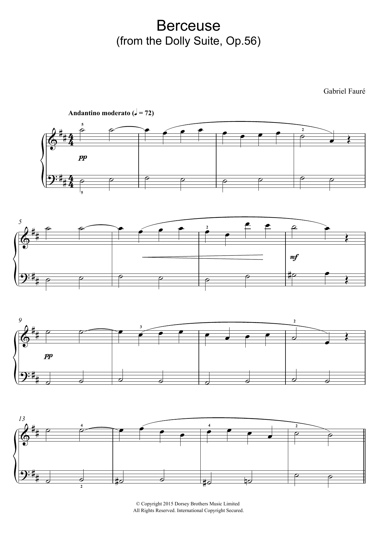 Produktbild zu: Berceuse (from the Dolly Suite, Op.56)