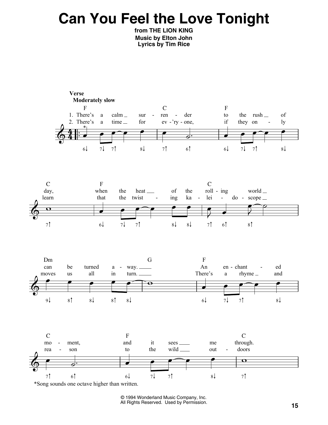 Product picture to: Can You Feel The Love Tonight (from The Lion King) - Elton John