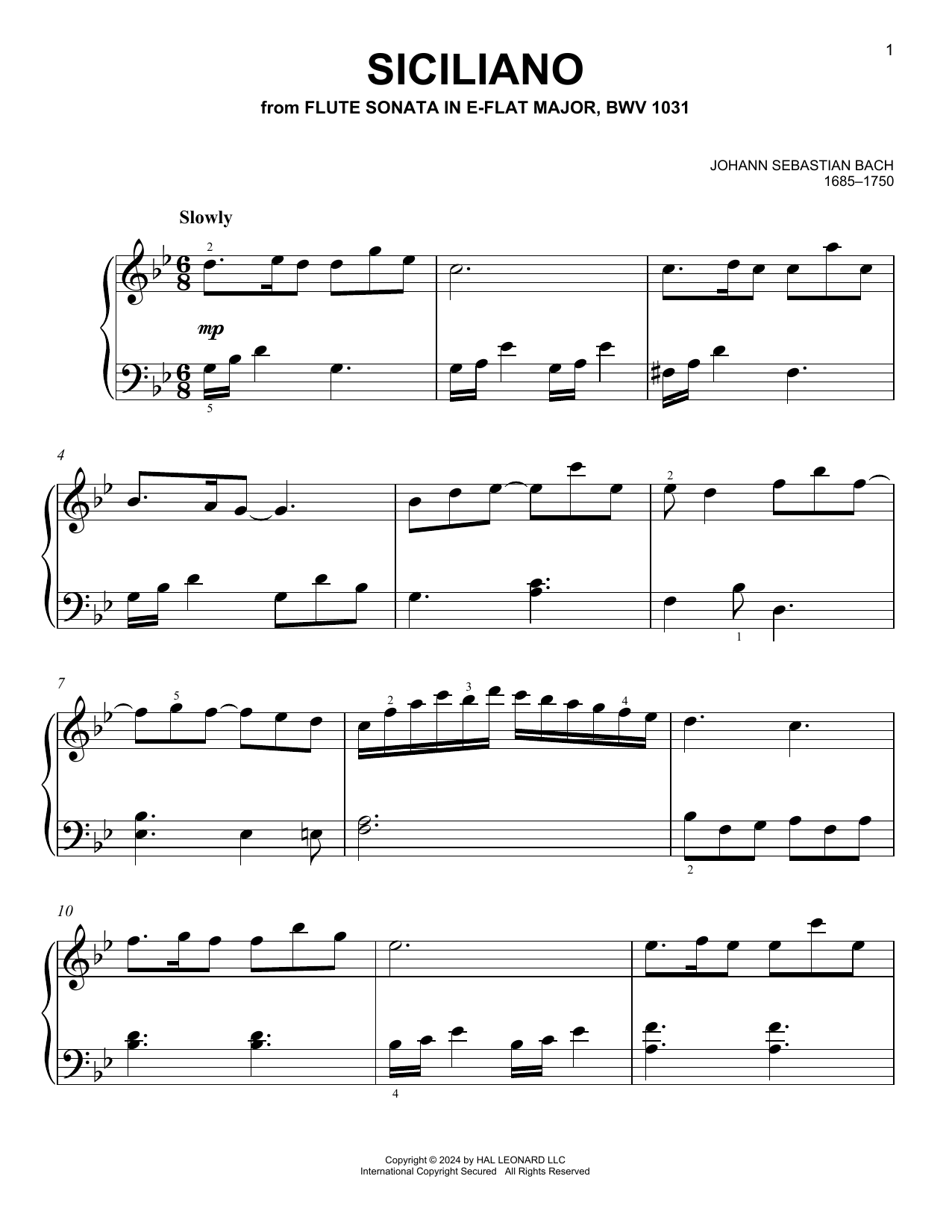 Produktgalerie: Seite 1 von 1 Siciliano, Johann Sebastian Bach, Klavier