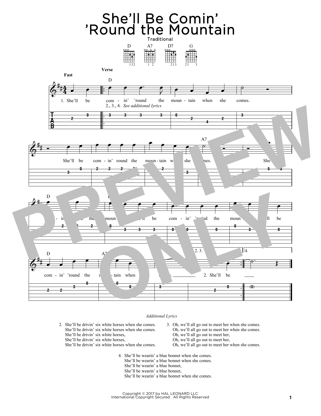 Product gallery: Page 1 of 1 She'll Be Comin' 'Round The Mountain, Traditional