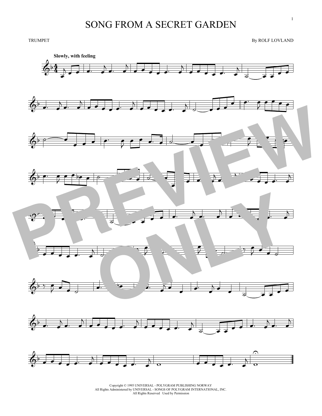 Produktgalerie: Seite 1 von 1 Song From A Secret Garden, Secret Garden, Trompete