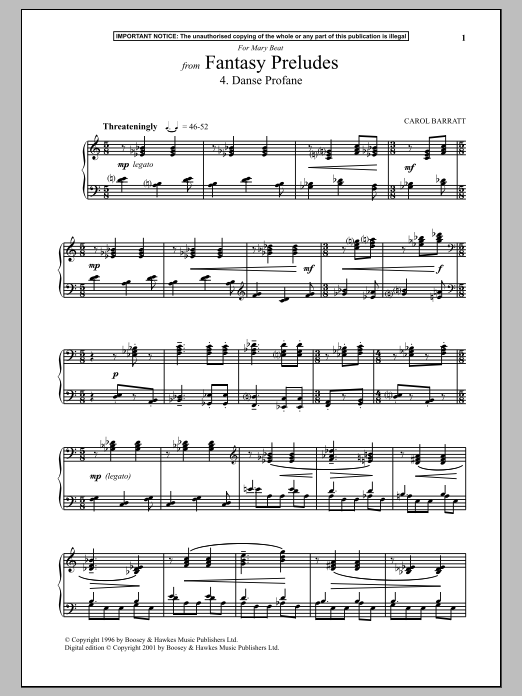 Product gallery: Page 1 of 1 Fantasy Preludes, 4. Danse Profane, Carol Barratt