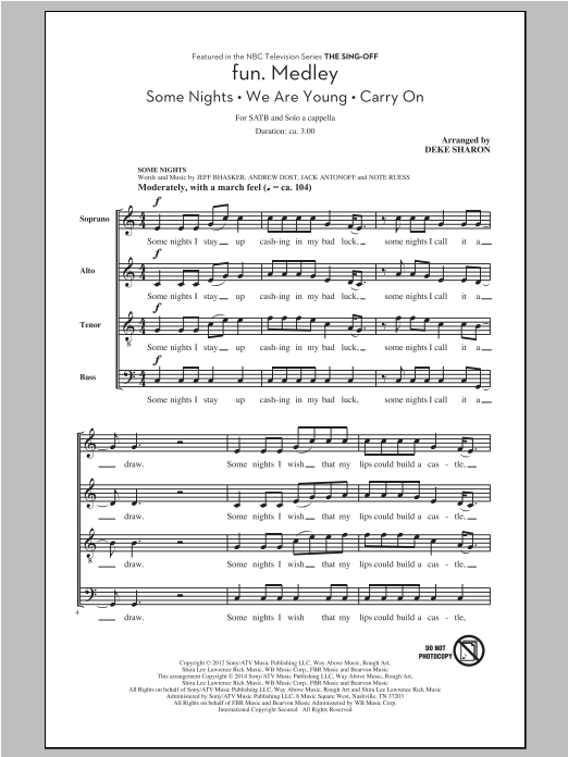 Product picture to: fun. Medley (from the Sing-Off) (arr. Deke Sharon)