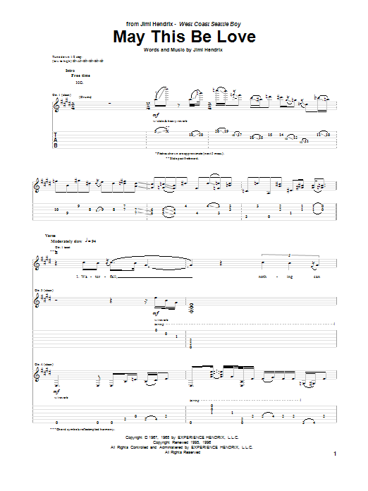 Product gallery: Page 1 of 1 May This Be Love, Jimi Hendrix