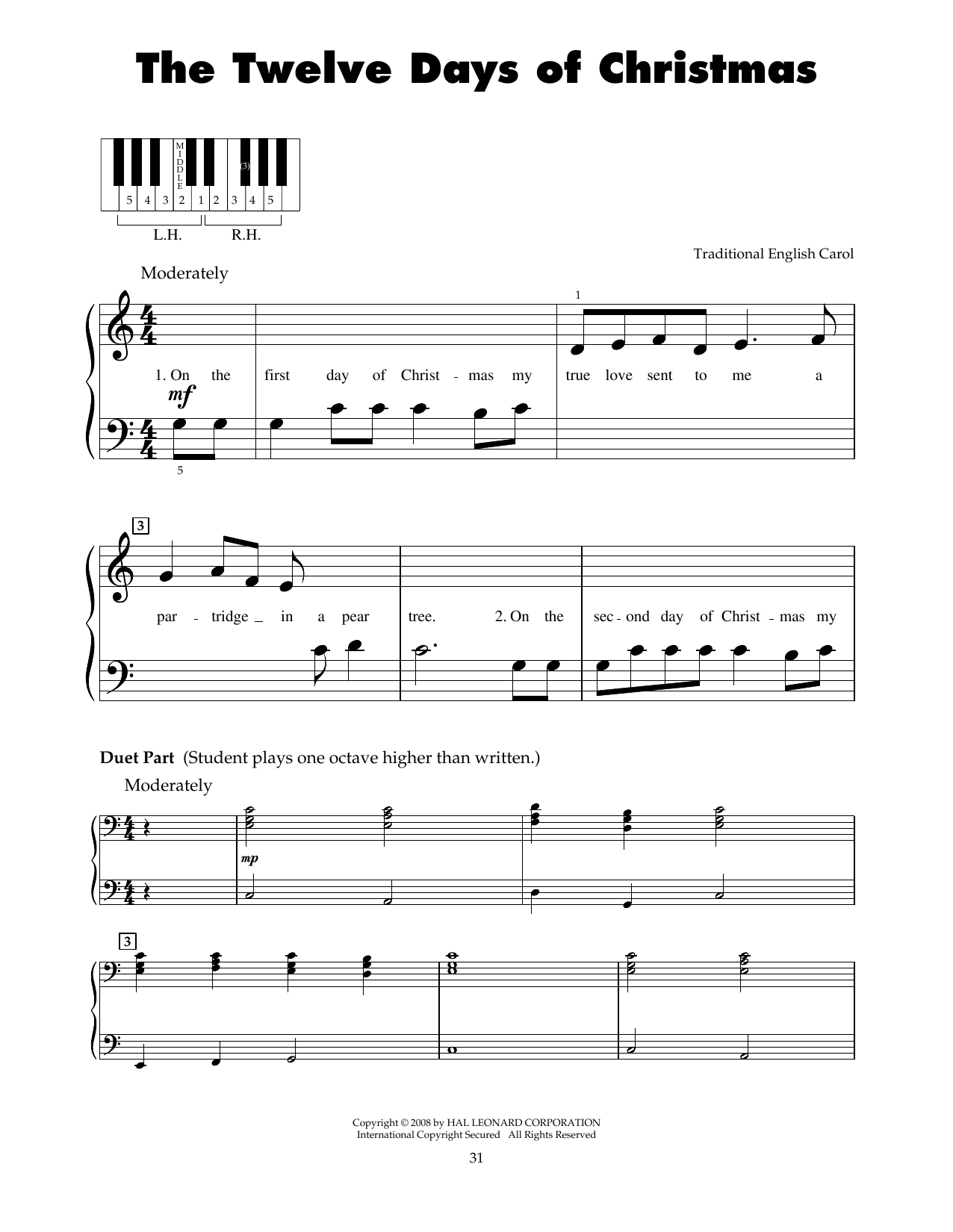 Produktgalerie: Seite 1 von 1 The Twelve Days Of Christmas, Traditional English Carol, Klavier