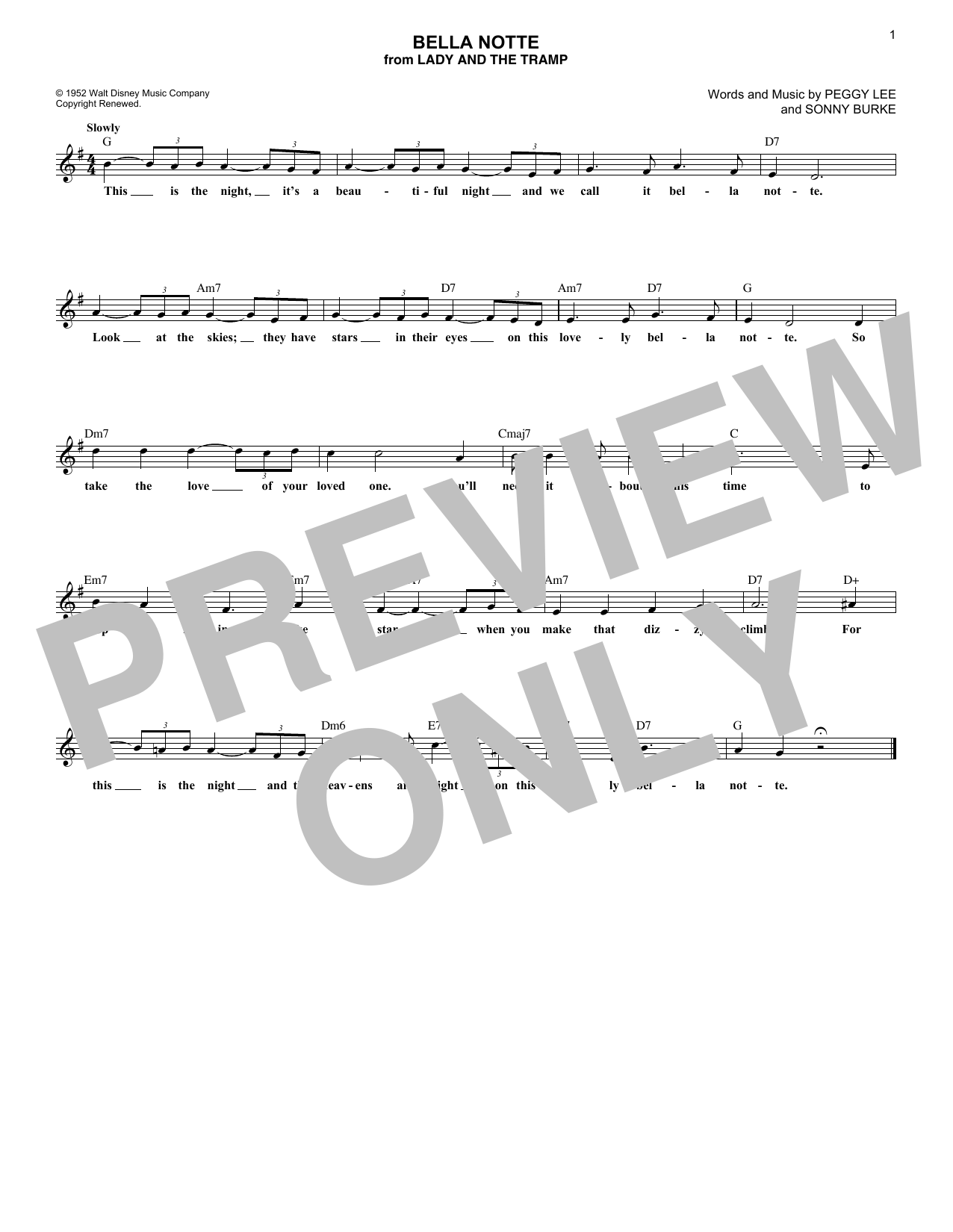 Produktbild zu: Bella Notte (This Is The Night) (from Lady And The Tramp)