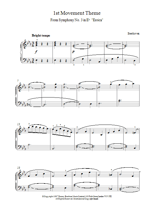 Product gallery: Page 1 of 1 1st Movement Theme From Eroica, Ludwig Van Beethoven
