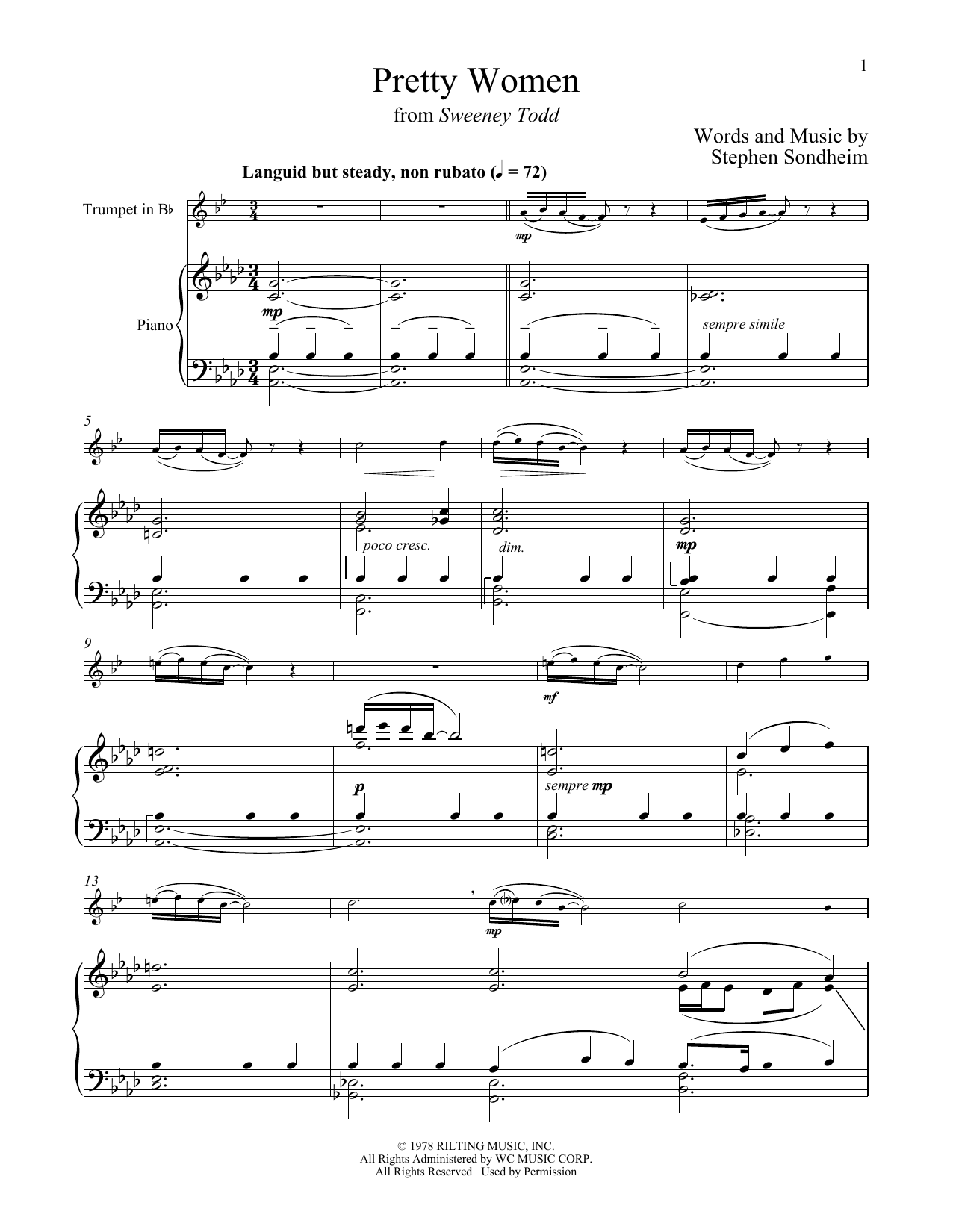 Produktgalerie: Seite 1 von 1 Pretty Women (from Sweeney Todd), Stephen Sondheim, Horn, Klavier