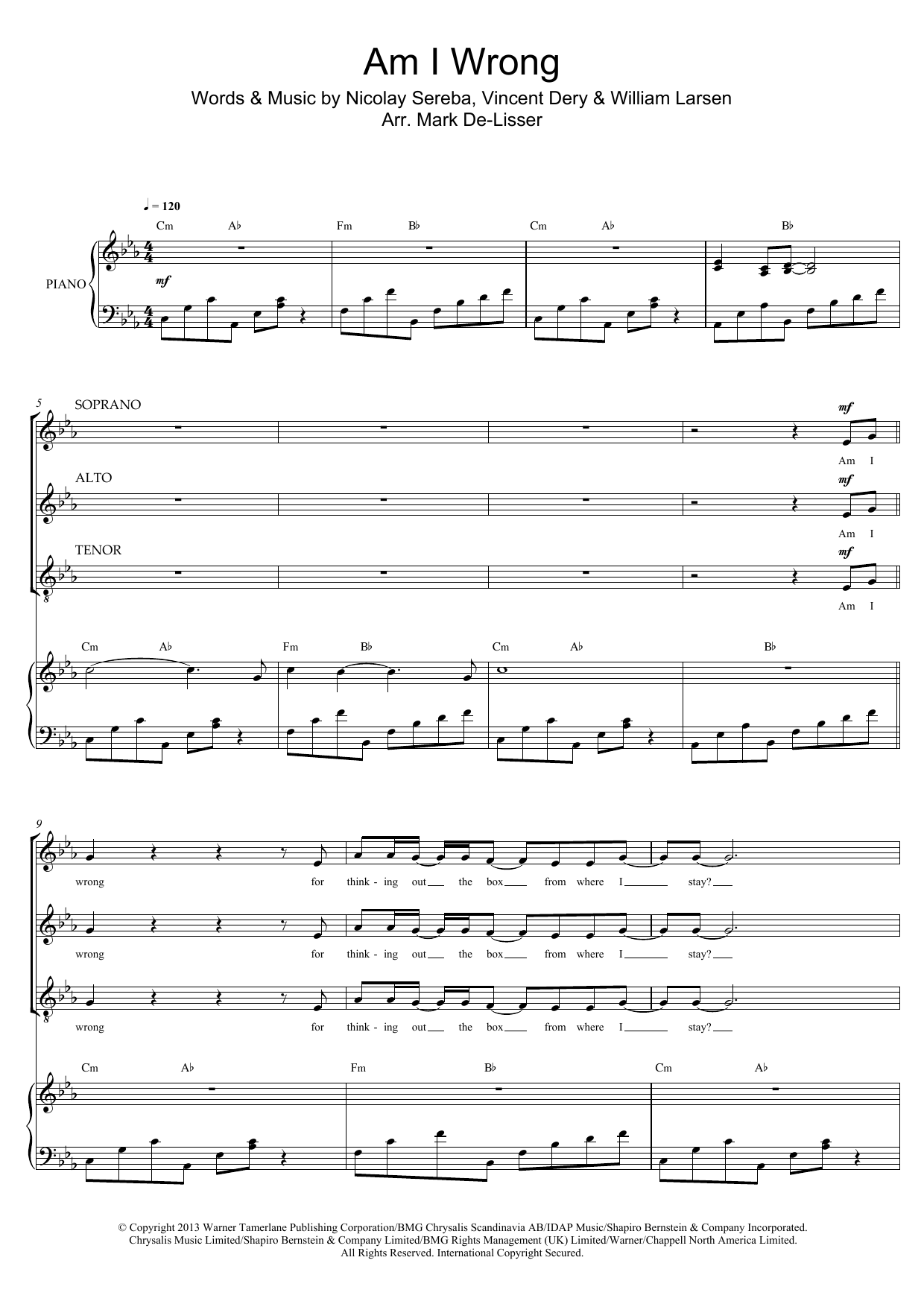 Product picture to: Am I Wrong (arr. Mark De-Lisser)