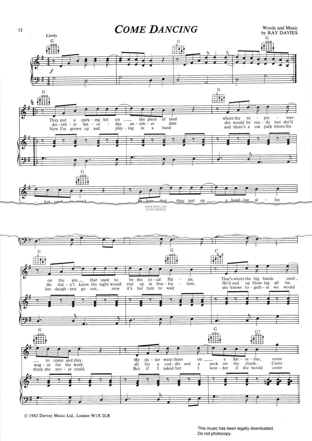 Produktgalerie: Seite 1 von 1 Come Dancing, The Kinks, Gesang, Gitarre, Klavier