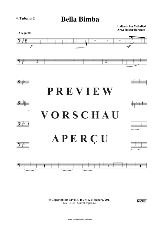 gallery: Bella Bimba (Blechbläserquartett 2 Trp (B) , , , Pos/TenH, Tub)