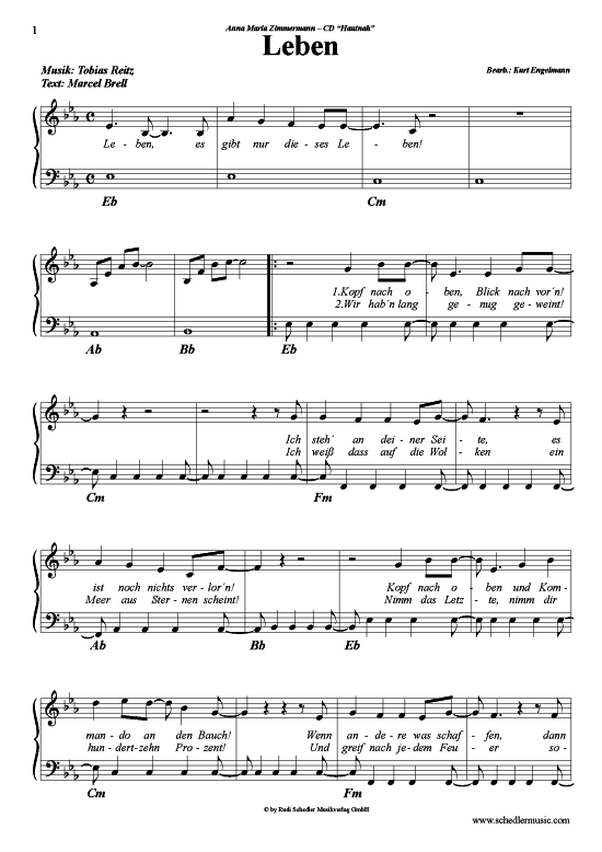 Produktgalerie: Seite 1 von 4 Leben , Anna Maria Zimmermann, Klavier und Gesang