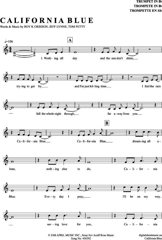 Product gallery: Page 1 of 4 California Blue , Orbison, Roy, Trumpet in B-flat