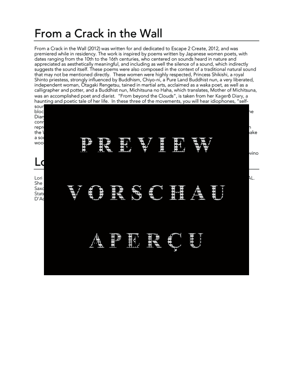 Produktgalerie: Seite 4 von 11 From a Crack in the Wall, , (Sopran und Klarinette)
