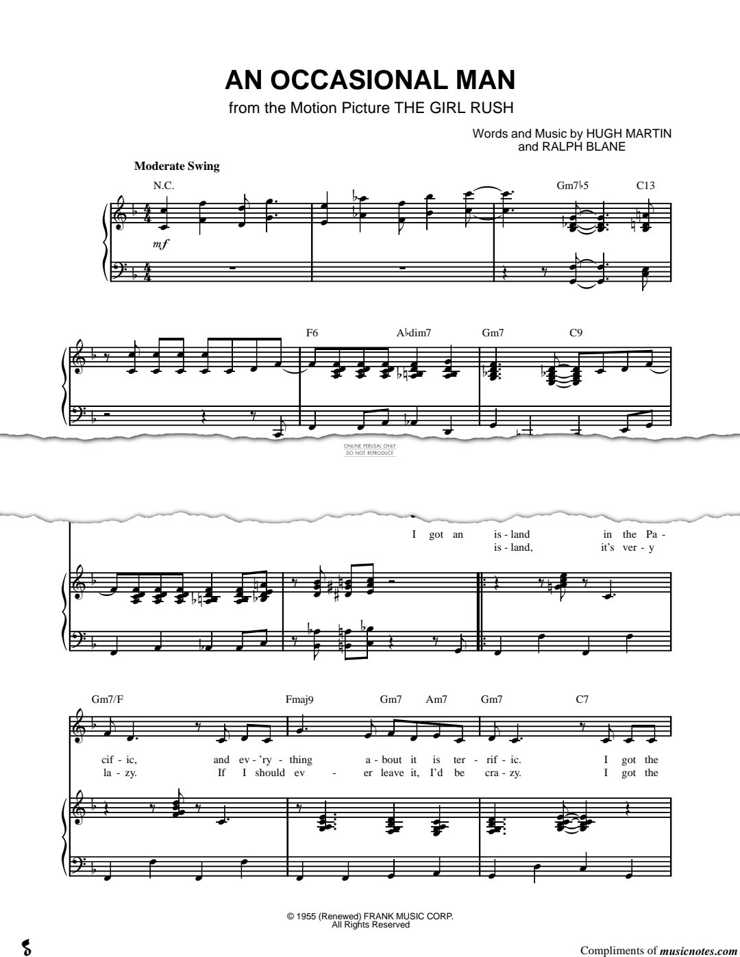 Produktgalerie: Seite 1 von 1 An Occasional Man (from 'The Girl Rush'), Hugh Martin, Gesang, Gitarre, Klavier