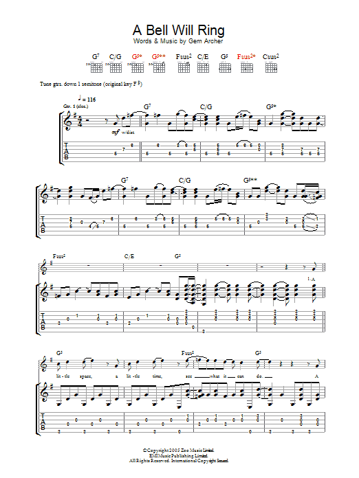 Produktgalerie: Seite 1 von 1 A Bell Will Ring, Oasis, Gitarre