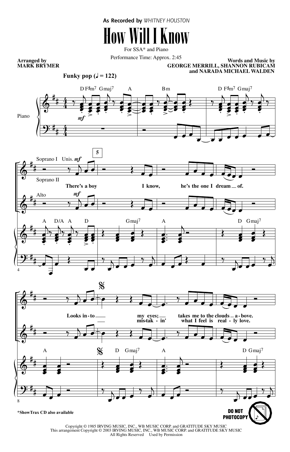 Produktgalerie: Seite 1 von 1 How Will I Know (arr. Mark Brymer), Whitney Houston, Chor