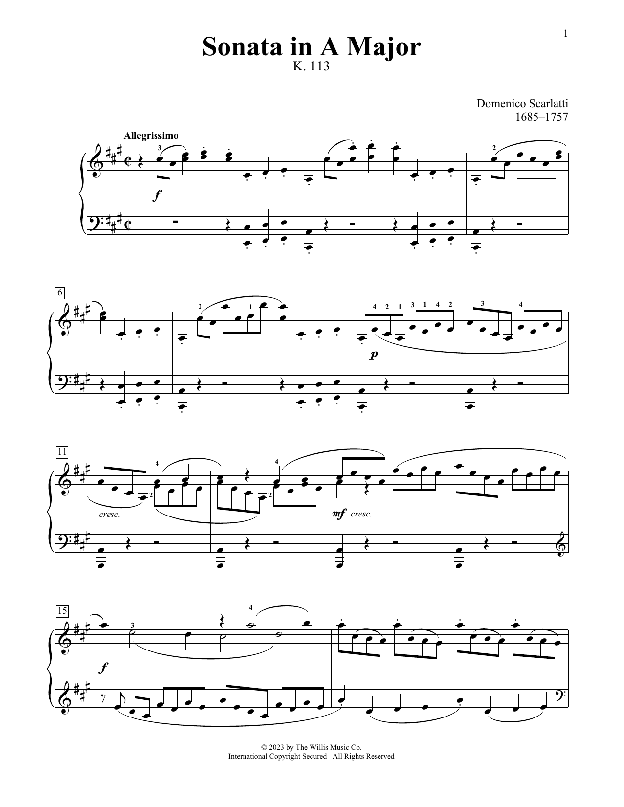 Product picture to: Sonata In A Major, K. 113