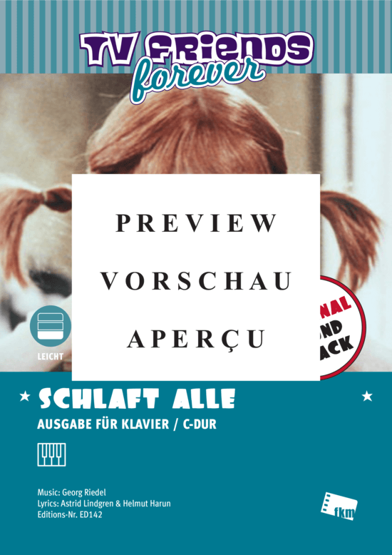 Product gallery: Page 2 of 5 Schlaft alle - A Song from the TV series Pippi Longstocking (1971) , , Piano Solo