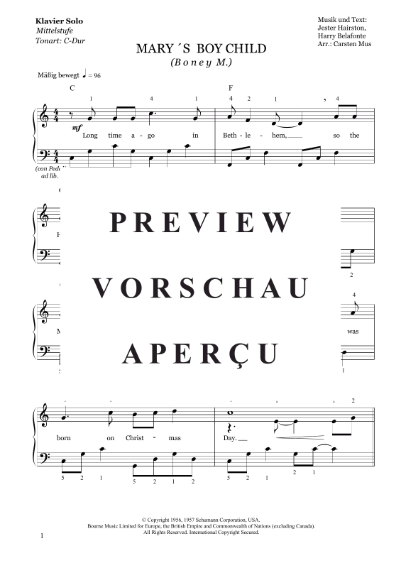 Product gallery: Page 2 of 3 Mary´s Boy Child , , (piano solo + chords)