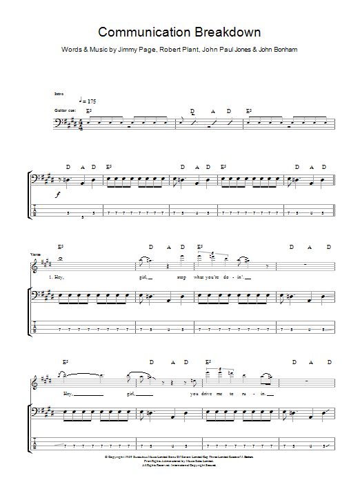 Produktgalerie: Seite 1 von 1 Communication Breakdown, Led Zeppelin, E-Bass