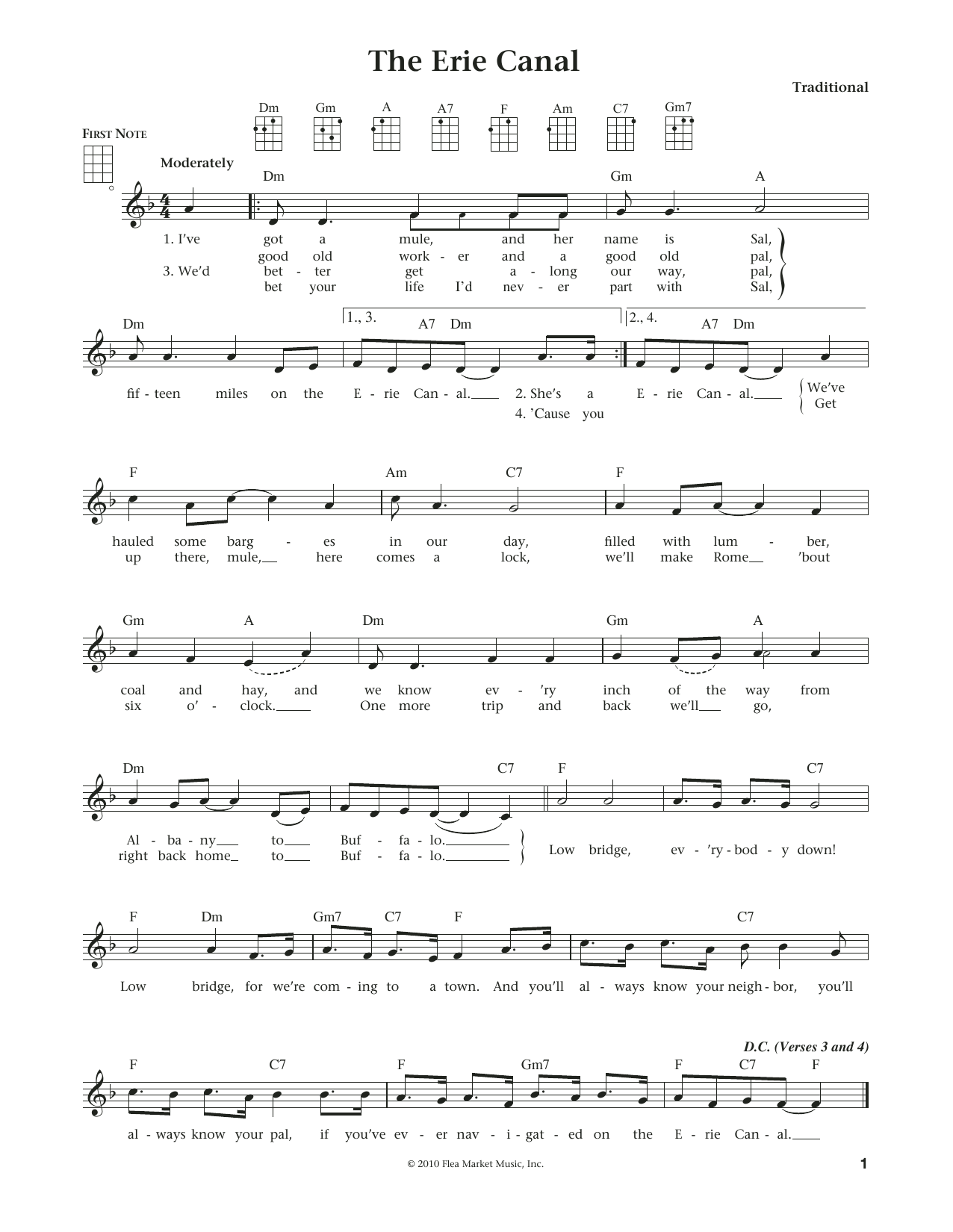 Product gallery: Page 1 of 1 The Erie Canal (from The Daily Ukulele) (arr. Liz and Jim Beloff), New York Work Song