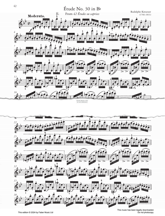 Product gallery: Page 1 of 1 Étude No. 30 in Bb (from 42 Études ou caprices), Rodolphe Kreutzer