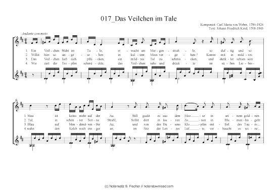Product picture to: Das Veilchen im Tale Carl Maria von Weber, 1786-1826 / Johann Friedrich Kind, 1768-1843