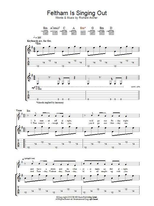Produktgalerie: Seite 1 von 1 Feltham Is Singing Out, Hard-Fi, Gitarre