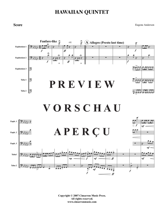 Product gallery: Page 2 of 11 Hawaiian Quintett 88 , , (Tuba-Ensemble: Baritone/Pos+Tuba)