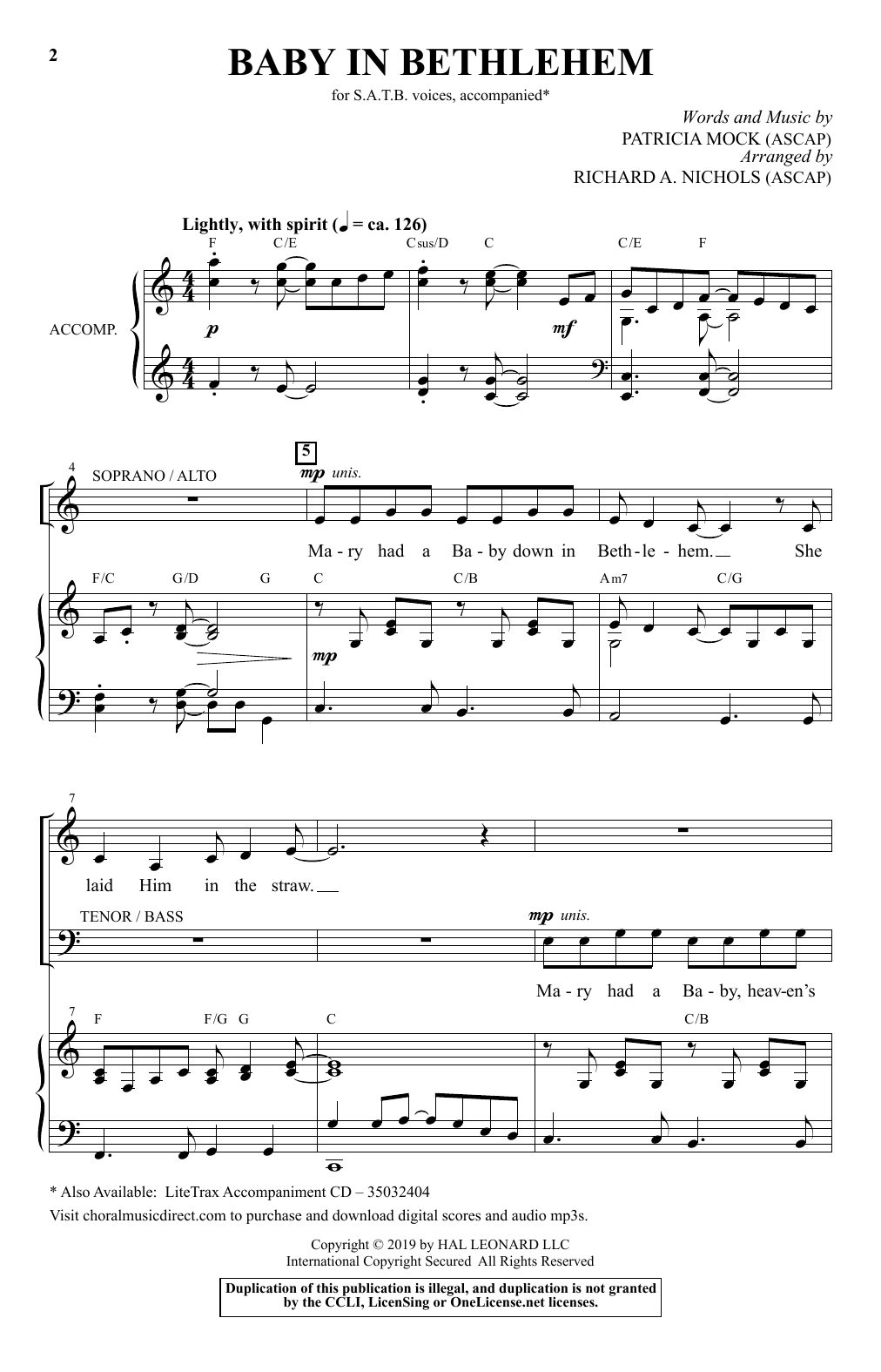Product picture to: Baby In Bethlehem (arr. Richard A. Nichols)
