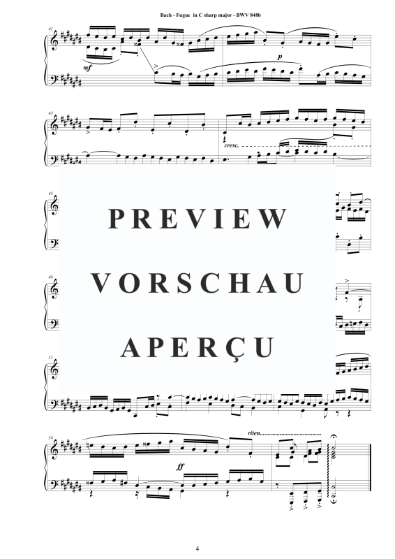 Produktgalerie: Seite 5 von 6 Fuge in Cis-Dur BWV 848b, , Klavier Solo