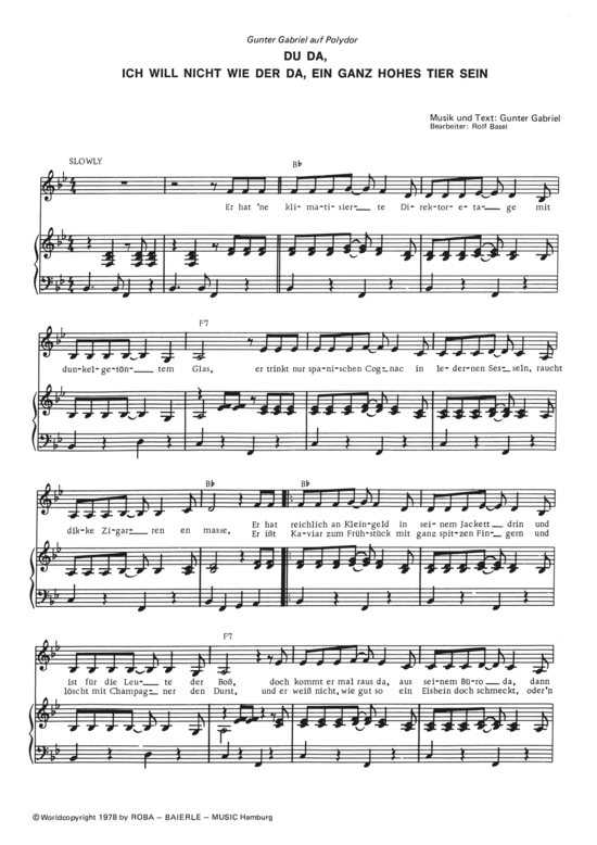 Produktbild zu: Du da, ich will nicht wie der da, ein ganz hohes Tier sein Gunter Gabriel