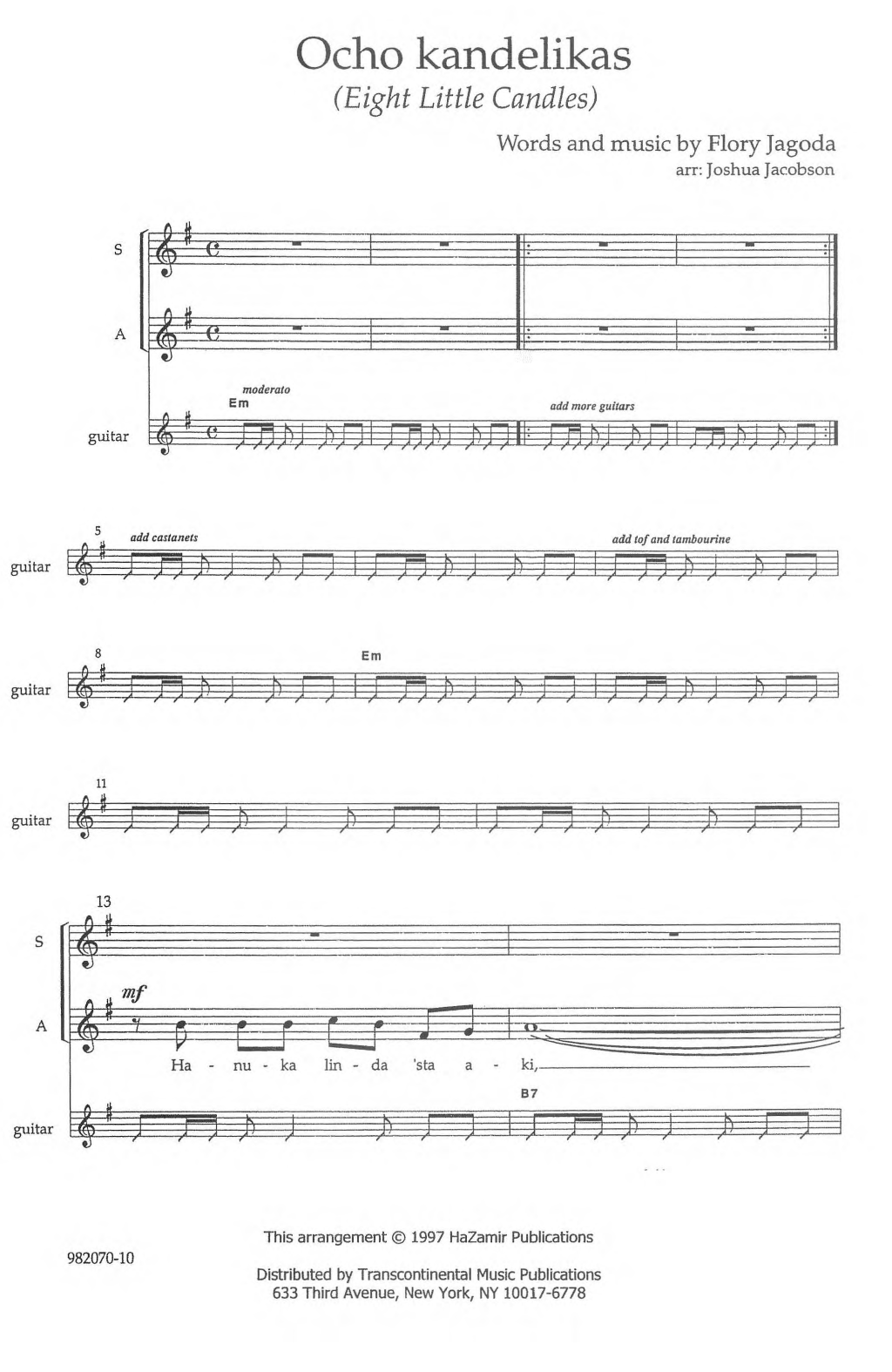 Produktbild zu: Ocho Kandelikas (arr. Joshua Jacobson)