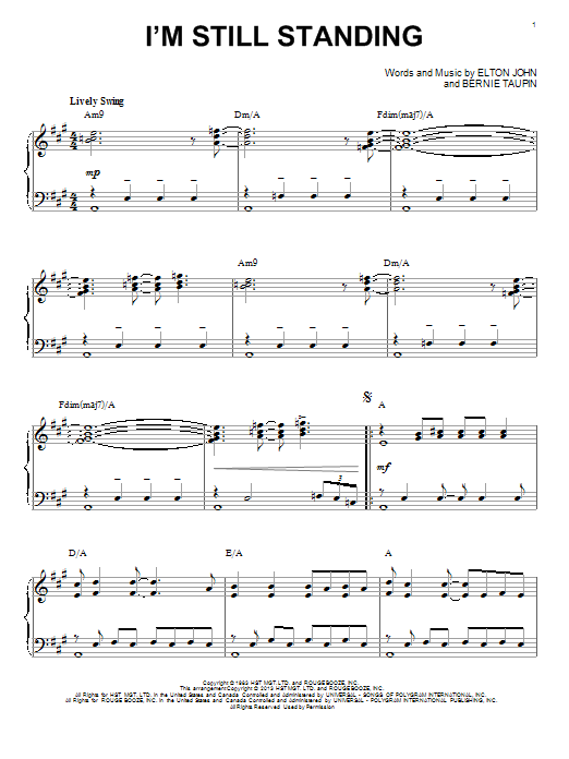 Product gallery: Page 1 of 1 I'm Still Standing [Jazz version] (arr. Brent Edstrom), Elton John